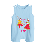 Dandiya Night Celebration Personalized Button Romper - BABY BLUE - New Born (Chest 18")
