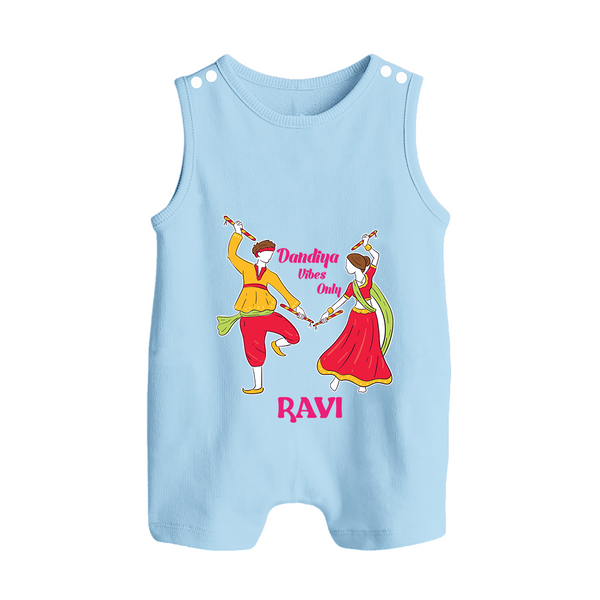 Dandiya Night Celebration Personalized Button Romper - BABY BLUE - New Born (Chest 18")