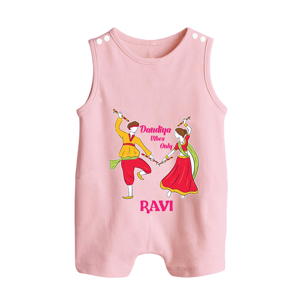 Dandiya Night Celebration Personalized Button Romper - BABY PINK - New Born (Chest 18")