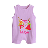 Dandiya Vibes Only Romper suit/sleeveless romper | Custom Baby Romper suit/sleeveless romper for Garba and Navratri - LILAC - 0 - 5 Months Old (Chest 18")