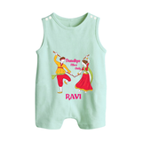Dandiya Night Celebration Personalized Button Romper - MINT GREEN - New Born (Chest 18")