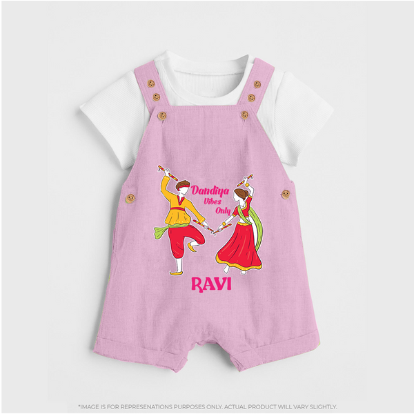 Dandiya Night Celebration Personalized Dungaree - BABY PINK - 0 - 5 Months Old (Chest 18")