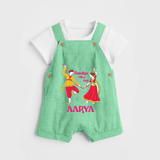 Dandiya Vibes Only Dungaree Set | Custom Baby Dungaree Set for Garba and Navratri - GREEN - 0 - 5 Months Old (Chest 18")