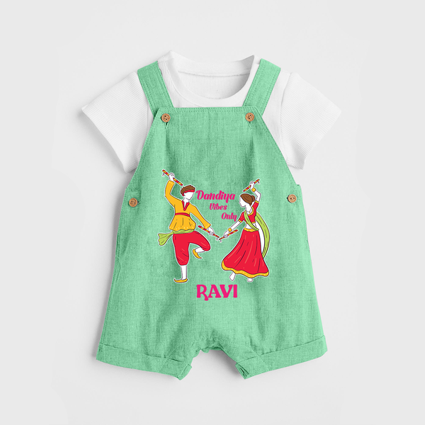 Dandiya Night Celebration Personalized Dungaree - GREEN - 0 - 5 Months Old (Chest 18")