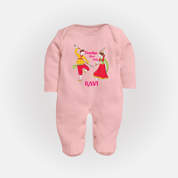 Dandiya Night Celebration Personalized Full Body Suit - BABY PINK - New Born (Chest 7.5")
