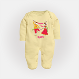 Dandiya Night Celebration Personalized Full Body Suit - PASTEL YELLOW - New Born (Chest 7.5")