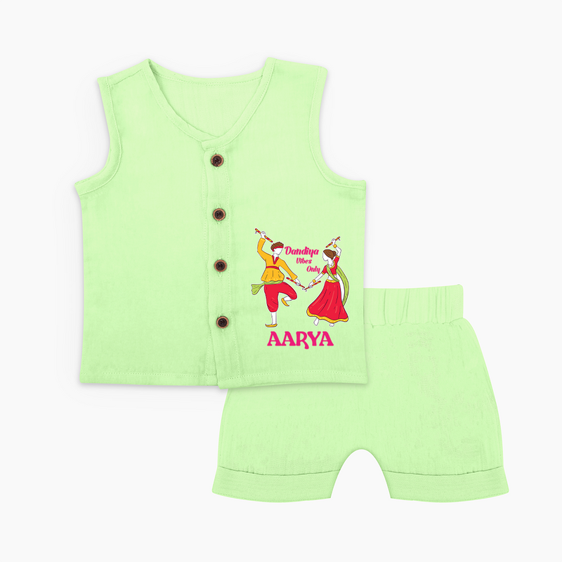 Dandiya Vibes Only Jabla Set | Custom Baby Jabla Set for Garba and Navratri - PASTEL GREEN - 0 - 3 Months Old (Chest 9.8")