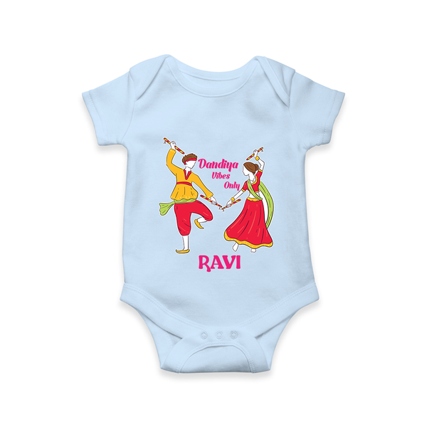 Dandiya Night Celebration Personalized Romper - BABY BLUE - New Born (Chest 14")