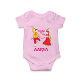 Dandiya Vibes Only Romper/Onesie | Custom Baby Romper/Onesie for Garba and Navratri - BABY PINK - New Born (Chest 14")