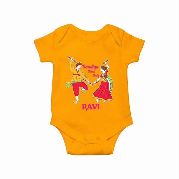 Dandiya Night Celebration Personalized Romper - CHROME YELLOW - New Born (Chest 14")