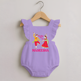 Dandiya Vibes Only Romper frock | Custom Baby Romper frock for Garba and Navratri - LILAC - 0 - 3 Months Old (Chest 19")