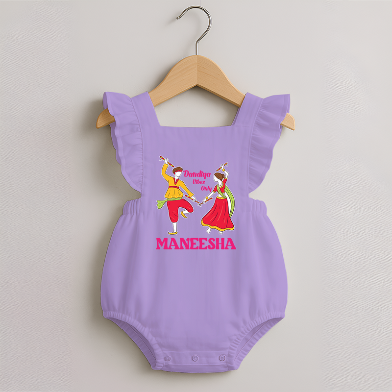 Dandiya Vibes Only Romper frock | Custom Baby Romper frock for Garba and Navratri - LILAC - 0 - 3 Months Old (Chest 19")