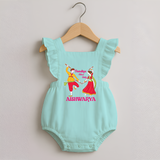 Dandiya Night Celebration Personalized Romper Frock - MINT GREEN - 0 - 3 Months Old (Chest 19")