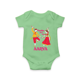 Dandiya Vibes Only Romper/Onesie | Custom Baby Romper/Onesie for Garba and Navratri - GREEN - New Born (Chest 14")
