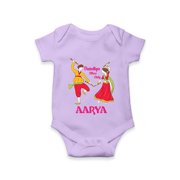 Dandiya Vibes Only Romper/Onesie | Custom Baby Romper/Onesie for Garba and Navratri - LILAC - New Born (Chest 14")