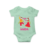 Dandiya Vibes Only Romper/Onesie | Custom Baby Romper/Onesie for Garba and Navratri - MINT GREEN - New Born (Chest 14")