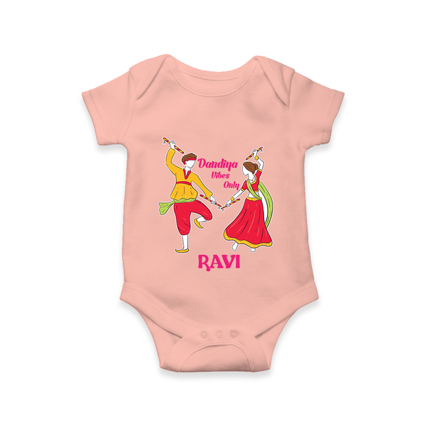 Dandiya Night Celebration Personalized Romper - PEACH - New Born (Chest 14")