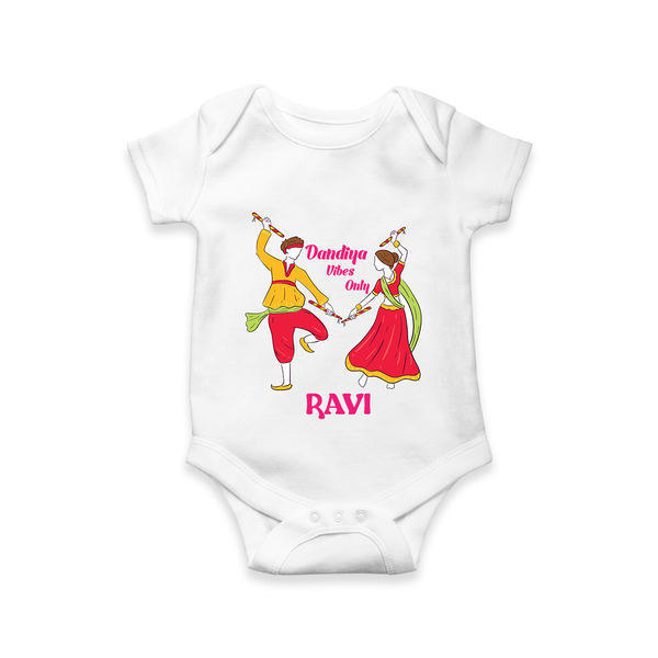 Dandiya Night Celebration Personalized Romper - WHITE - New Born (Chest 14")