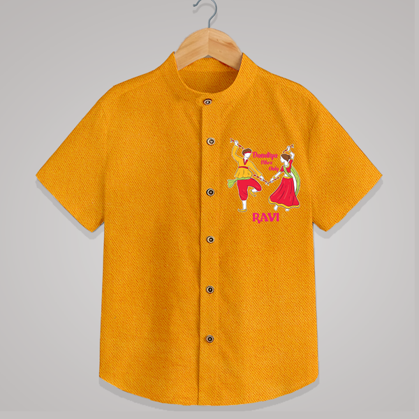 Dandiya Vibes Personalized Shirt - CHROME YELLOW - 0 - 6 Months Old (Chest 23")