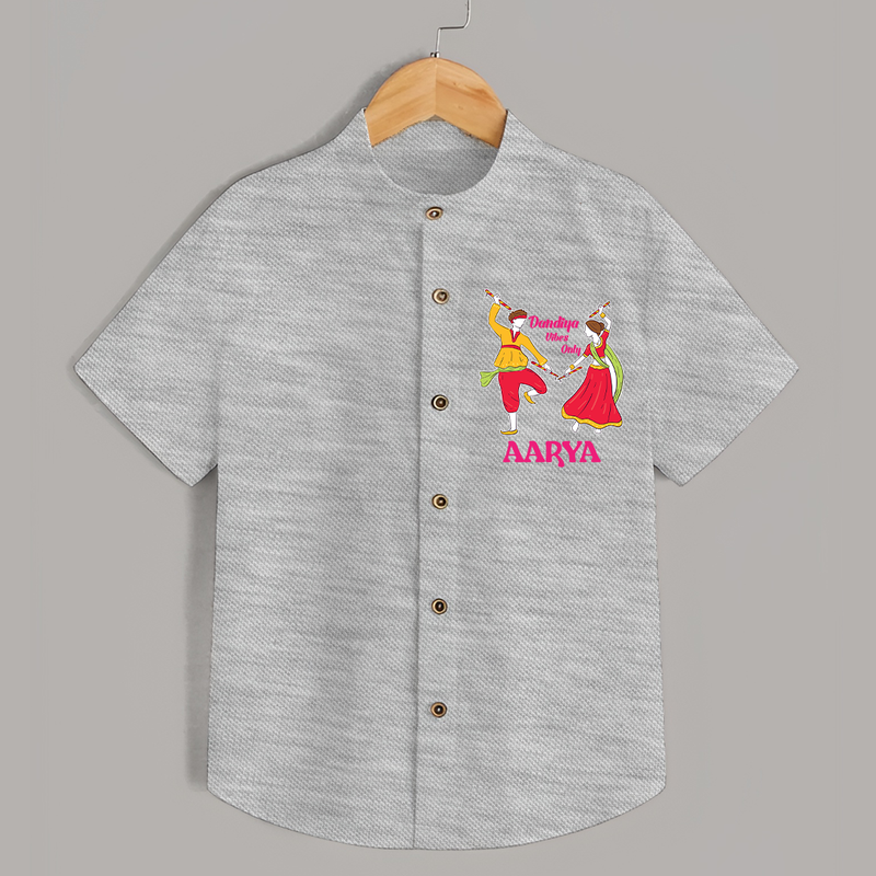 Dandiya Vibes Only Shirt | Custom Baby Shirt for Garba and Navratri - GREY - 0 - 6 Months Old (Chest 23")