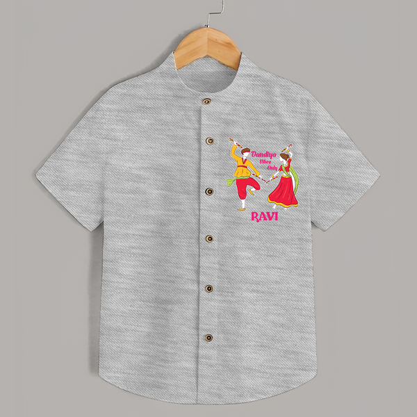 Dandiya Vibes Personalized Shirt - GREY - 0 - 6 Months Old (Chest 23")