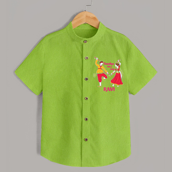 Dandiya Vibes Personalized Shirt - LIME GREEN - 0 - 6 Months Old (Chest 23")