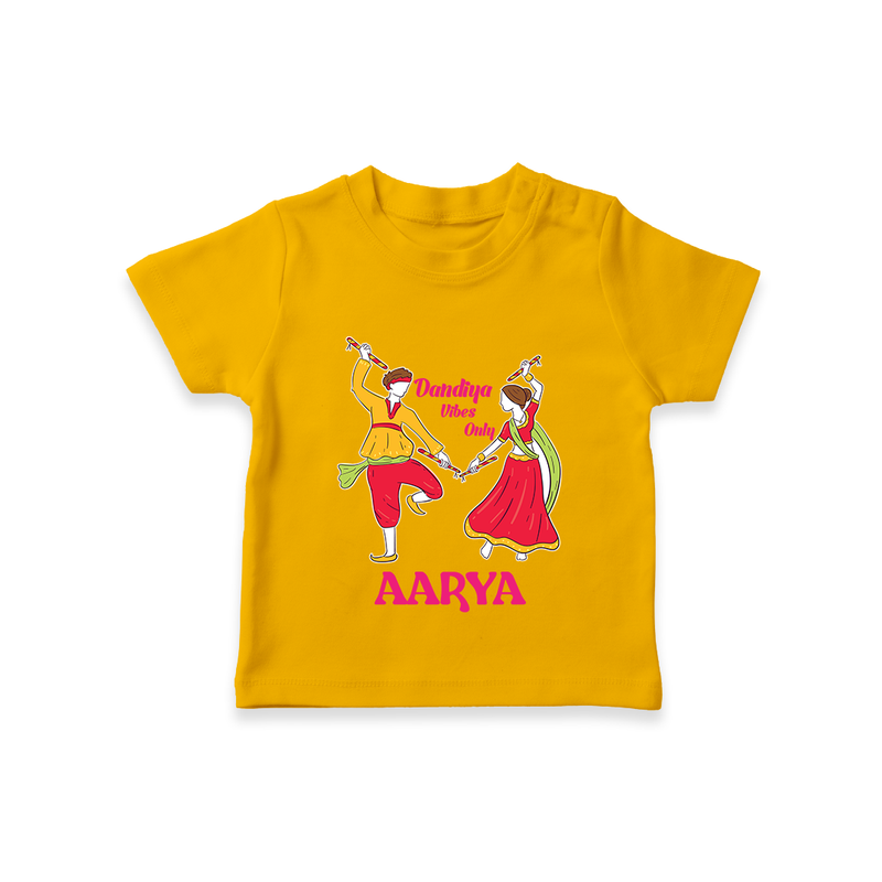 Dandiya Vibes Only T-shirt | Custom Baby T-shirt for Garba and Navratri - CHROME YELLOW - 0-5 Months Old (Chest 17")