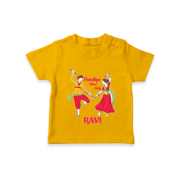 Dandiya Night Celebration Personalized T Shirt - CHROME YELLOW - 0-5 Months Old (Chest 17")