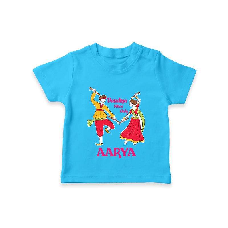 Dandiya Vibes Only T-shirt | Custom Baby T-shirt for Garba and Navratri - SKY BLUE - 0-5 Months Old (Chest 17")