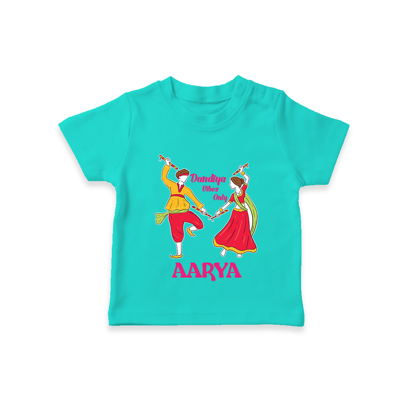 Dandiya Vibes Only T-shirt | Custom Baby T-shirt for Garba and Navratri - TEAL - 0-5 Months Old (Chest 17")