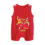 Dandiya Night Celebration Personalized Button Romper - RED - New Born (Chest 18")