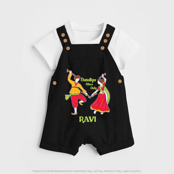 Dandiya Night Celebration Personalized Dungaree - BLACK - 0 - 5 Months Old (Chest 18")
