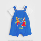 Dandiya Night Celebration Personalized Dungaree - COBALT BLUE - 0 - 5 Months Old (Chest 18")