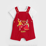 Dandiya Night Celebration Personalized Dungaree - RED - 0 - 5 Months Old (Chest 18")