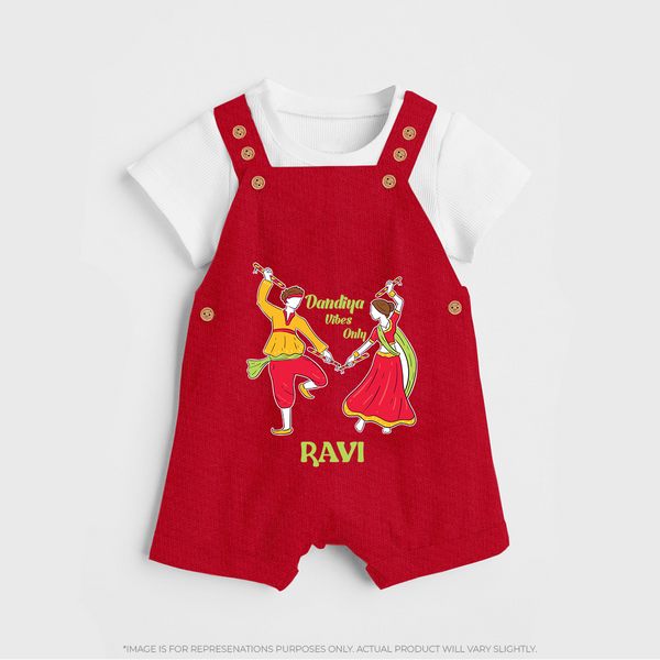 Dandiya Night Celebration Personalized Dungaree - RED - 0 - 5 Months Old (Chest 18")