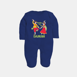 Dandiya Vibes Only Sleep suit/full sleeve body suit | Custom Baby Sleep suit/full sleeve body suit for Garba and Navratri - NAVY BLUE - New Born (Chest 7.5")