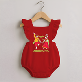 Dandiya Night Celebration Personalized Romper Frock - RED - 0 - 3 Months Old (Chest 19")