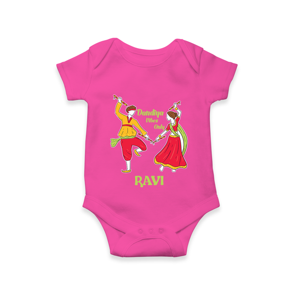 Dandiya Night Celebration Personalized Romper - HOT PINK - New Born (Chest 14")