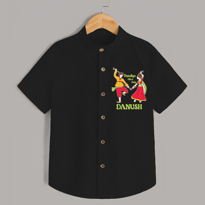 Dandiya Vibes Only Shirt | Custom Baby Shirt for Garba and Navratri - BLACK - 0 - 6 Months Old (Chest 23")