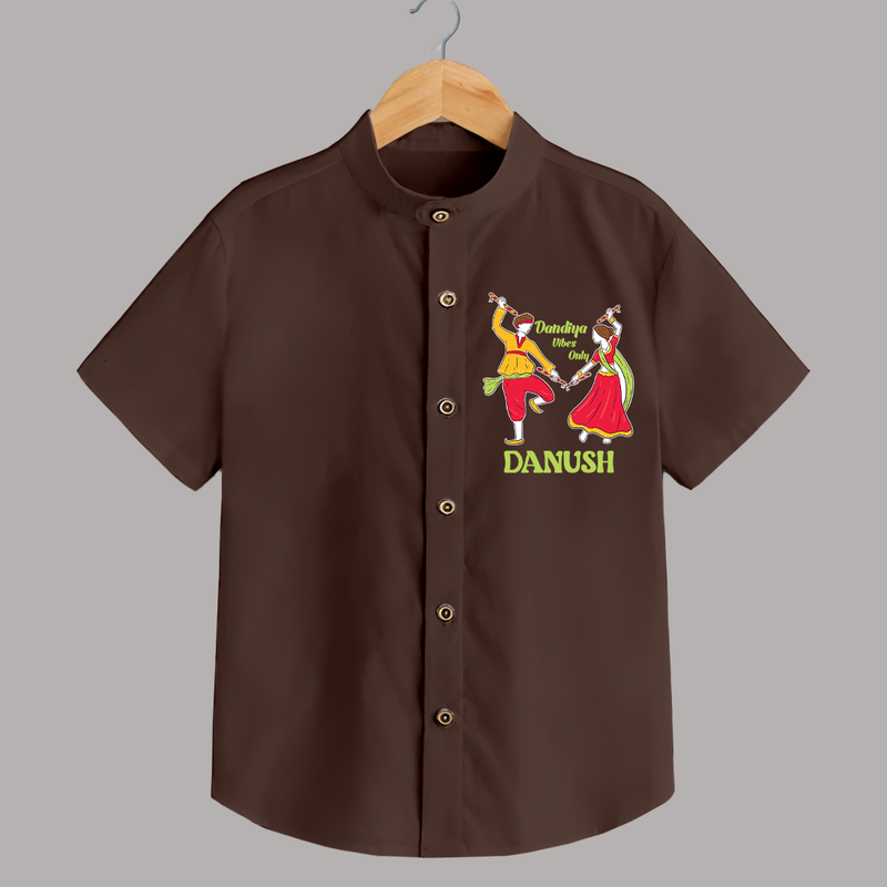 Dandiya Vibes Only Shirt | Custom Baby Shirt for Garba and Navratri - CHOCOLATE BROWN - 0 - 6 Months Old (Chest 23")