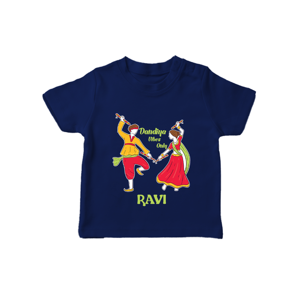 Dandiya Night Celebration Personalized T Shirt - NAVY BLUE - 0-5 Months Old (Chest 17")