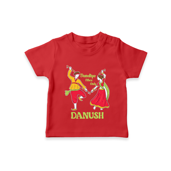 Dandiya Vibes Only T-shirt | Custom Baby T-shirt for Garba and Navratri - RED - 0-5 Months Old (Chest 17")