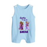 Dandiya Vibes Couple Personalized Button Romper - BABY BLUE - New Born (Chest 18")