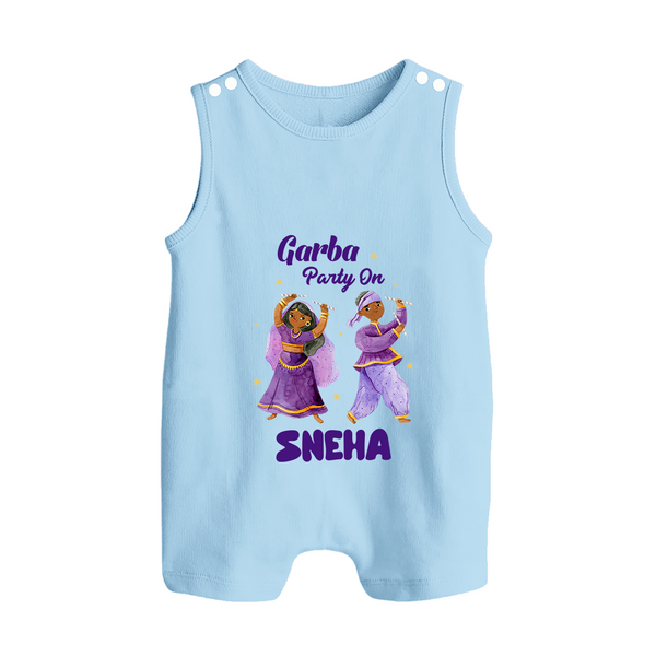 Dandiya Vibes Couple Personalized Button Romper - BABY BLUE - New Born (Chest 18")