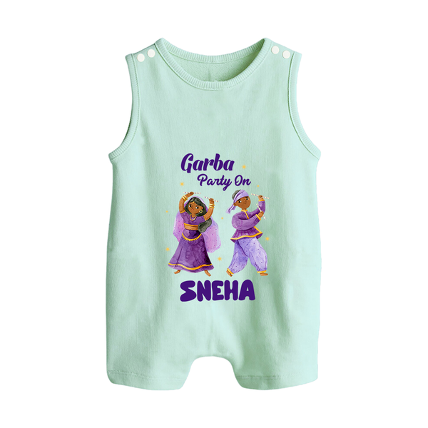 Dandiya Vibes Couple Personalized Button Romper - MINT GREEN - New Born (Chest 18")