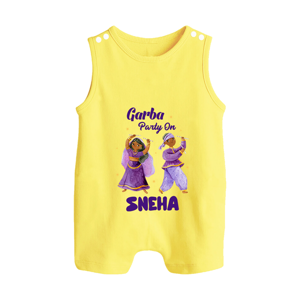 Dandiya Vibes Couple Personalized Button Romper - PASTEL YELLOW - New Born (Chest 18")