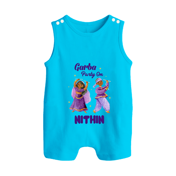 Garba Party On Romper suit/sleeveless romper | Personalized Baby Romper suit/sleeveless romper for Dance and Fun - SKY BLUE - 0 - 5 Months Old (Chest 18")