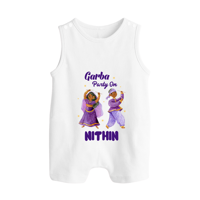 Garba Party On Romper suit/sleeveless romper | Personalized Baby Romper suit/sleeveless romper for Dance and Fun - WHITE - 0 - 5 Months Old (Chest 18")
