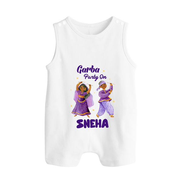 Dandiya Vibes Couple Personalized Button Romper - WHITE - New Born (Chest 18")