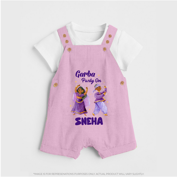 Dandiya Vibes Couple Personalized Dungaree - BABY PINK - 0 - 5 Months Old (Chest 18")